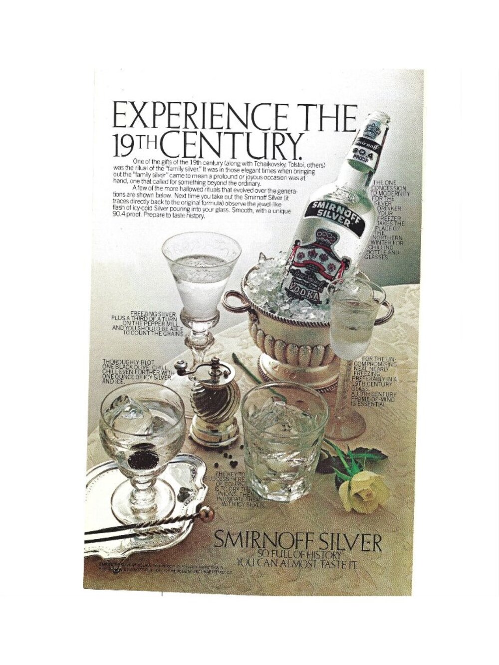 Print Ad Smirnoff Silver Vodka 1970s Vintage Cocktails Ice Cold Drinks Bar Decor
